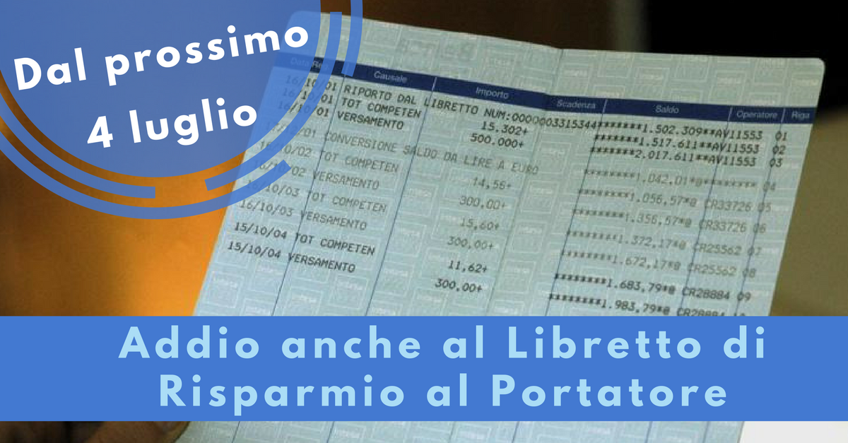 Addio anche al libretto di risparmio al portatore - Commercity Blog