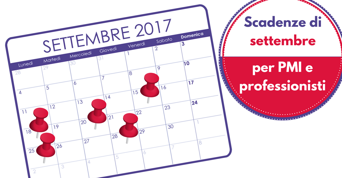 Scadenze di settembre per PMI e professionisti - Commercity Blog